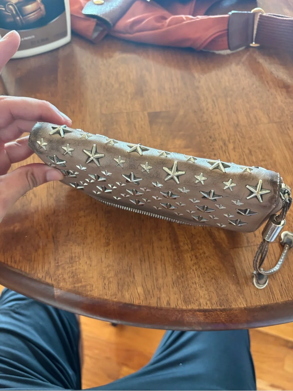 Jimmy choo Studded Star Zip Wallet - tan brown